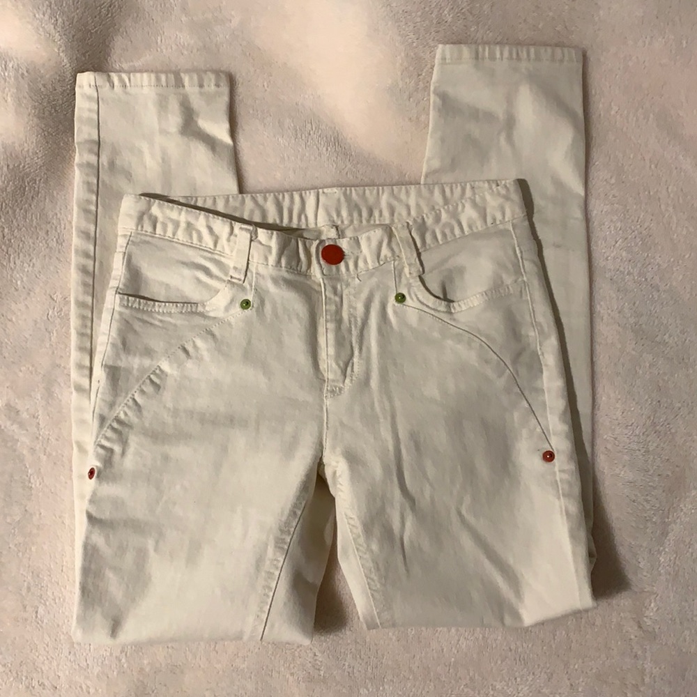 cowboy style white denim jeans